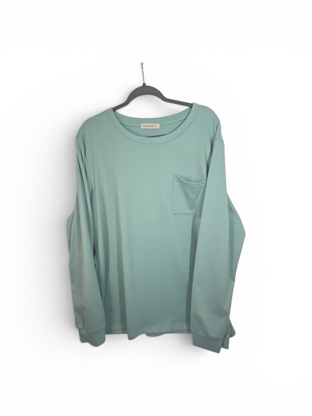 Fantaslook Light Blue Long Sleeve Pocket T-Shirt Size 2XL